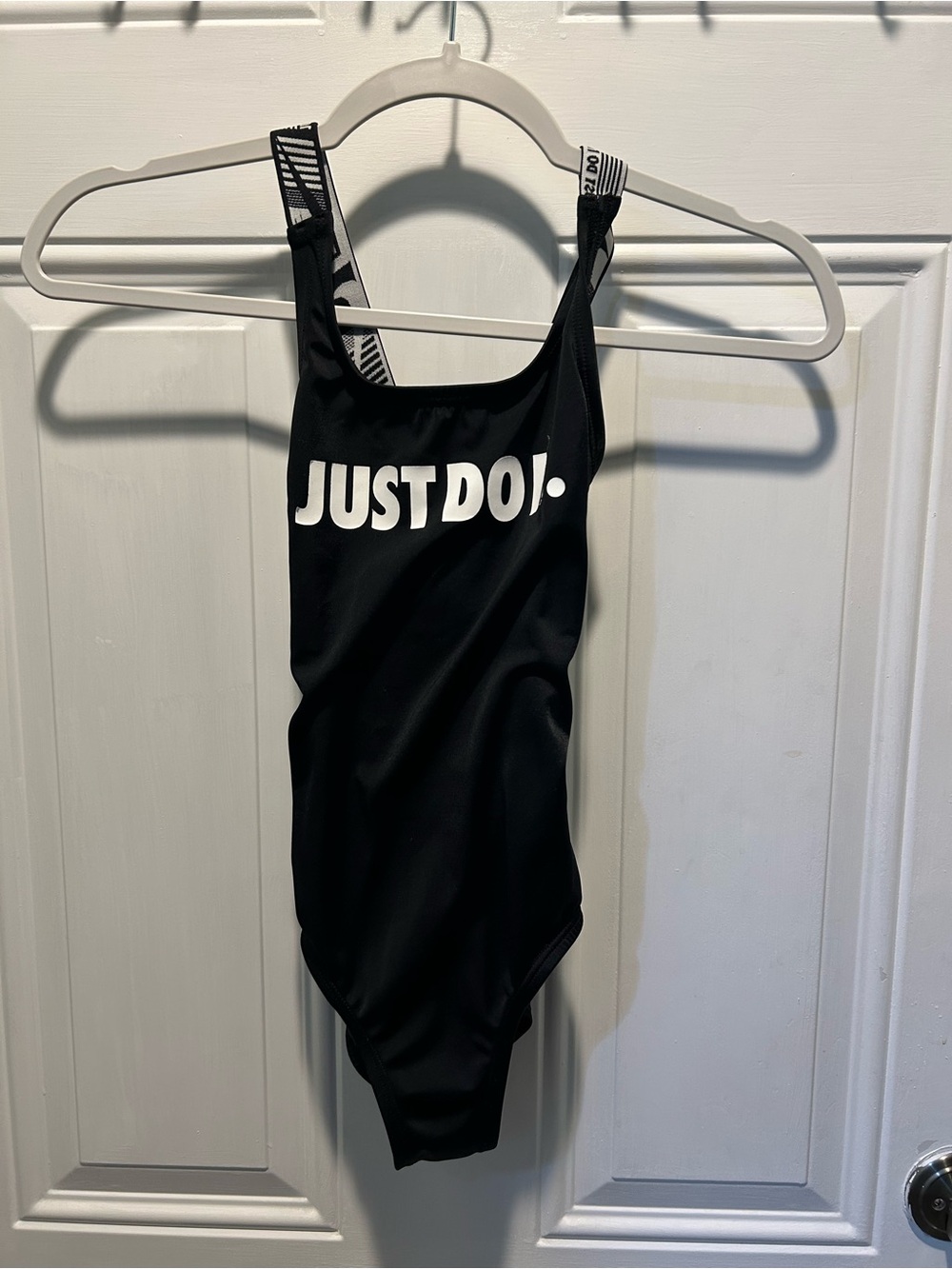 Nike Black Swimsuit with White JUST DO IT Sz. M (10/12)
